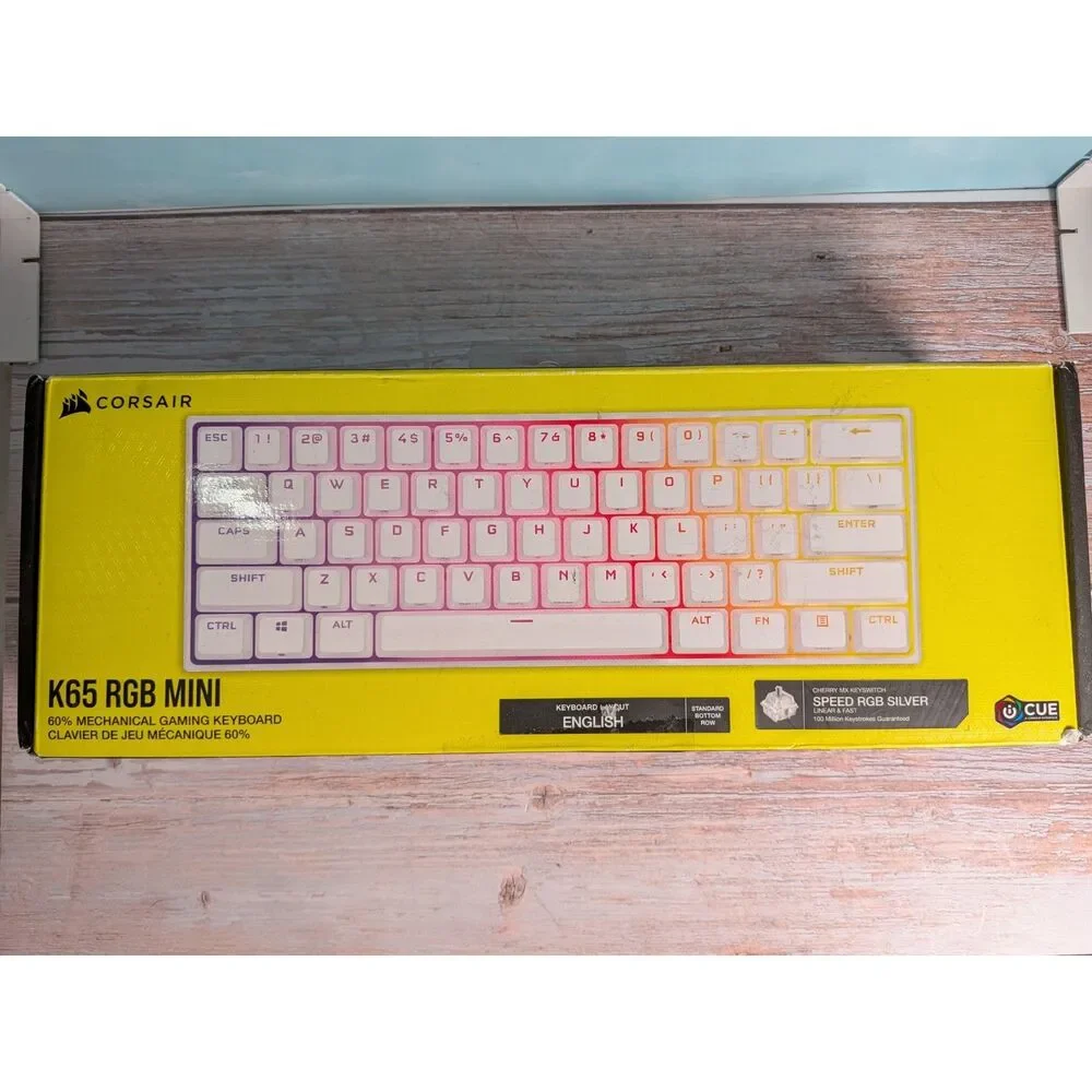 Corsair K65 RGB MINI wired 60% Mechanical Keyboard - White (Cherry MX Speed Silv